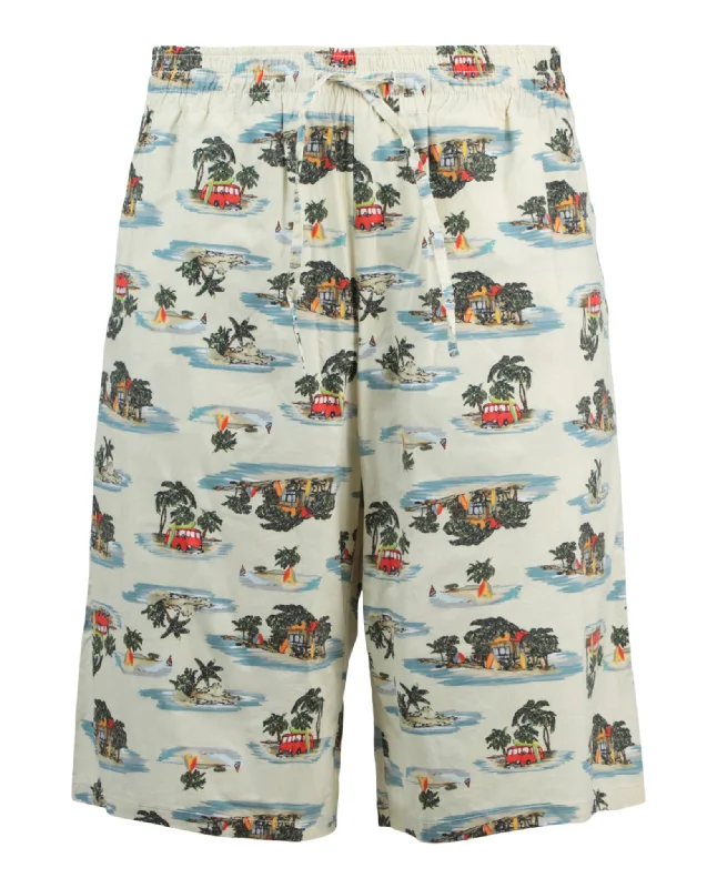 Hawaiian Print Cotton Shorts