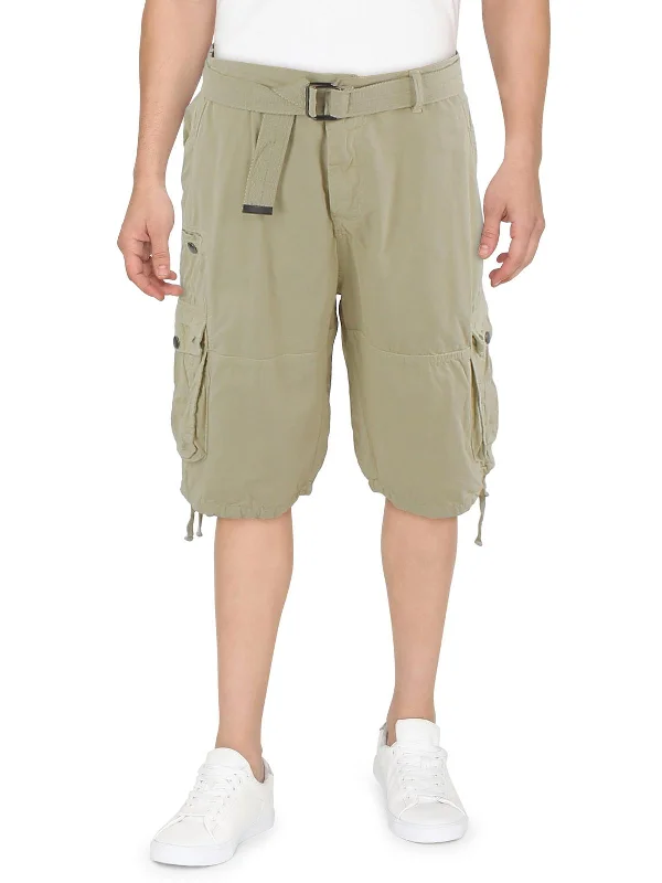 Mens Belt Pockets Cargo Shorts