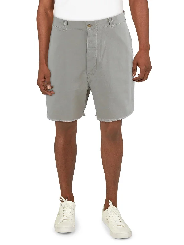 Mens Frayed Hem Cotton Chino Shorts