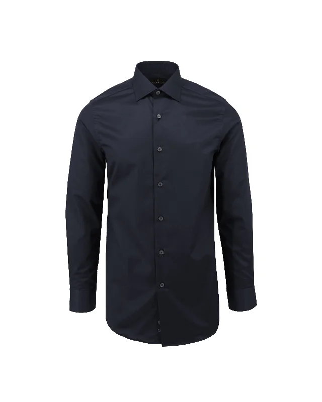 Midnight Noir Natural Stretch Cotton Dress Shirt