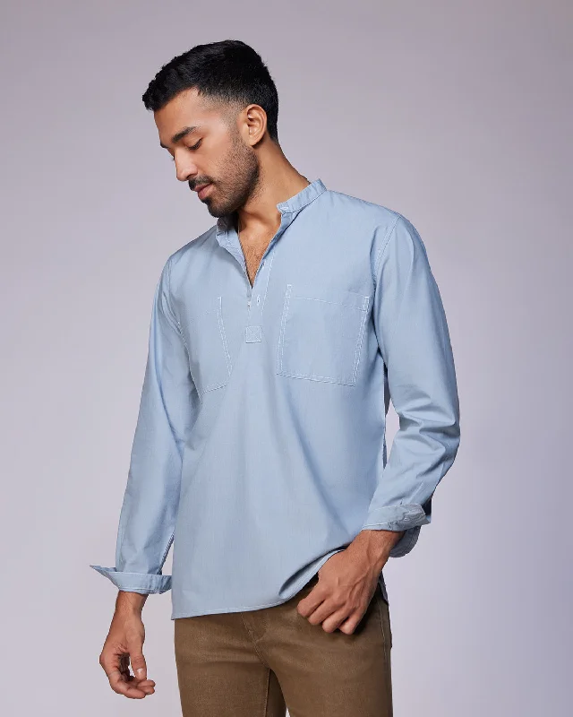 Light Blue Poplin Popover Shirt