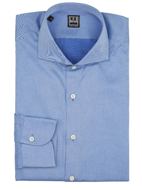 Spread Collar Blue Italian Twill Dress Shirt