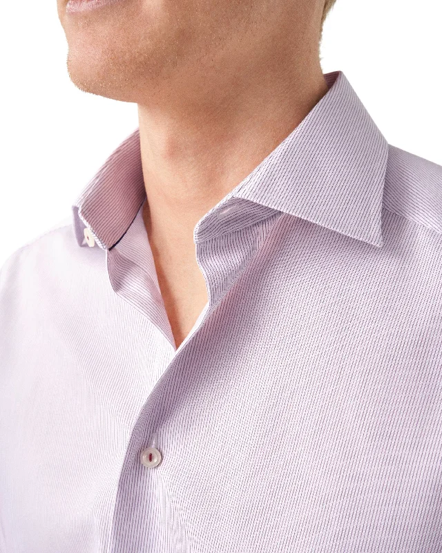 Slim Fit Purple Fine Striped Signature Twill Dress Shirt