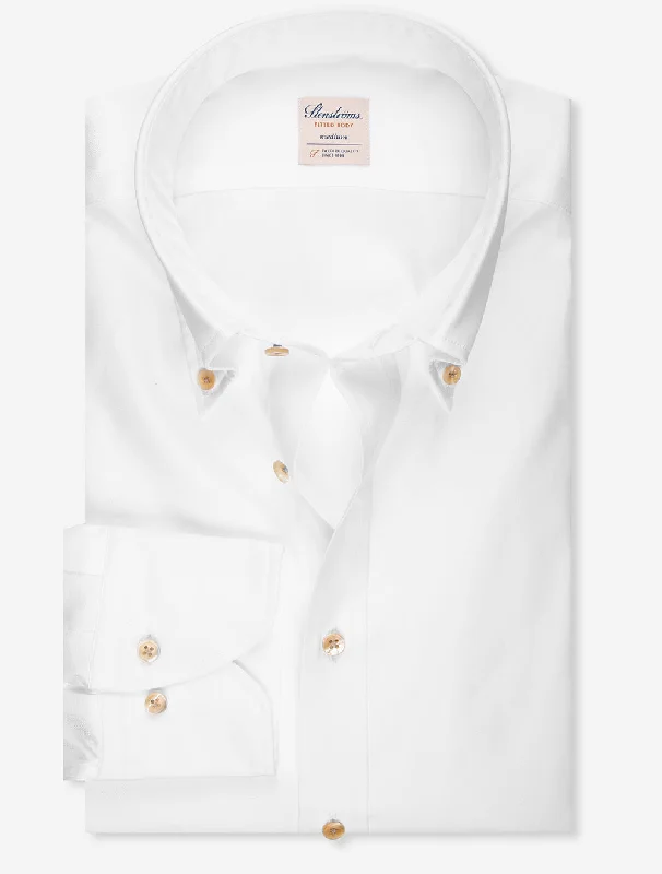 White Button Down Plain Fitted Body Shirt