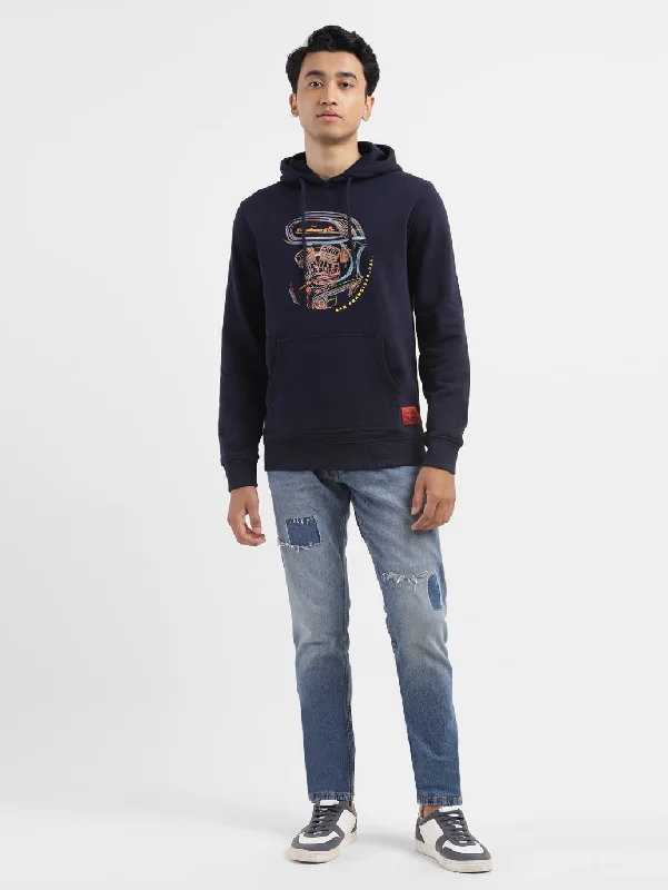 Men's Graphic Navy Hooded Sweatshirt