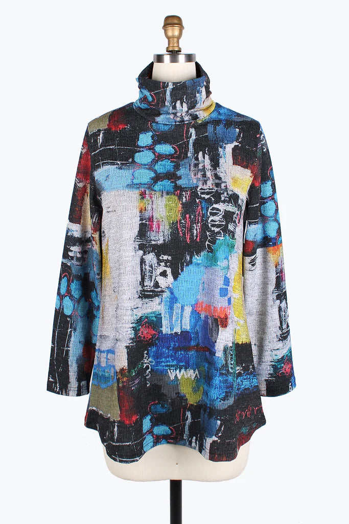 Damee Abstract Art Turtleneck Tunic 9213-MLT F24