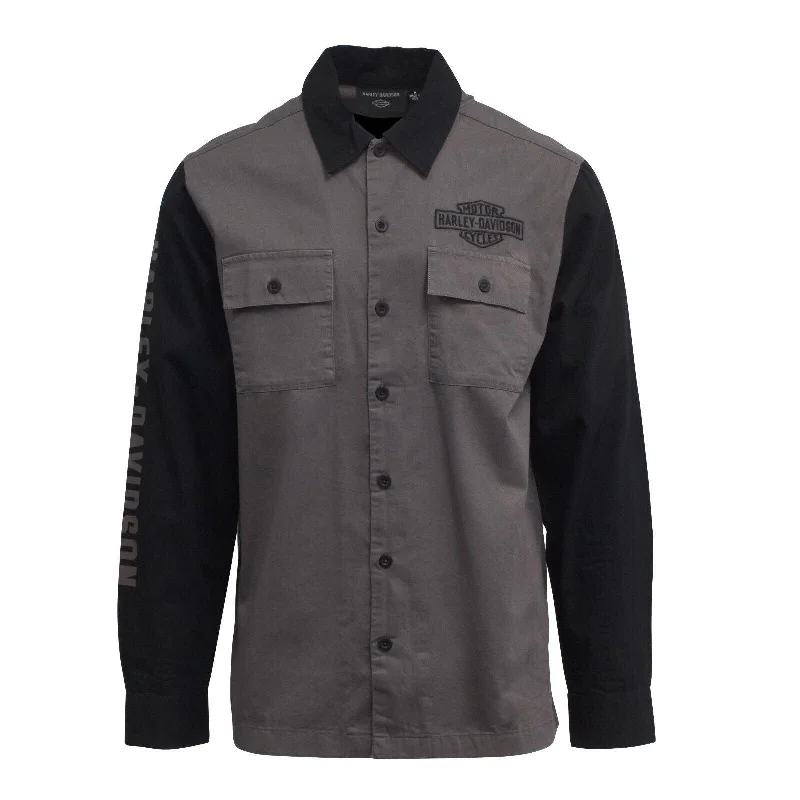 Branded  Men's Black Pearl Mechanic Colorblocked L/S Woven Shirt (S53B)