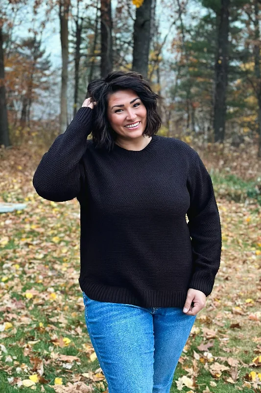 Basic Crew Neck Sweater Curvy- Black