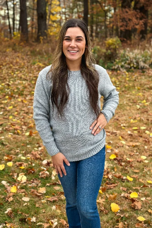 Basic Crew Neck Sweater- Heather Grey