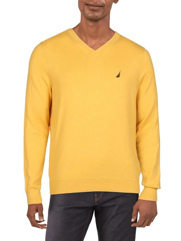 Mens Logo Long Sleeves V-Neck Sweater