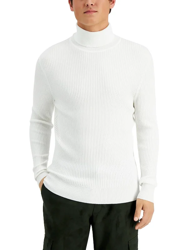 Mens Ribbed Long Sleeve Turtleneck Sweater