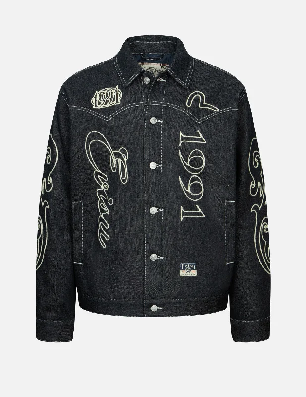 Western Style and Logo Embroidery Denim Jacket