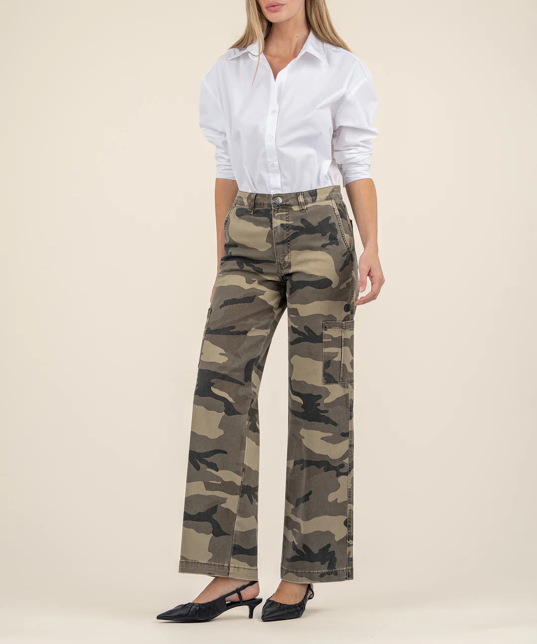 ASHTON WIDE LEG BARREL - Olive Camo