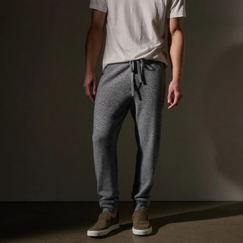 Recycled Cashmere Trucker Pant with Pockets - Heather Grey